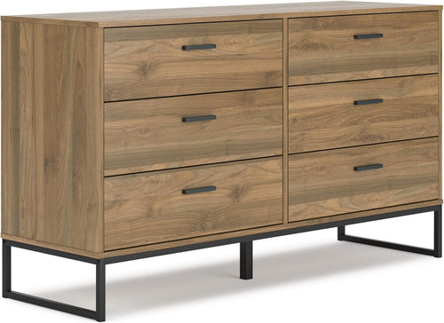 Deanlow Mid-Century Modern 6 Drawer Dresser with Safety Stop for