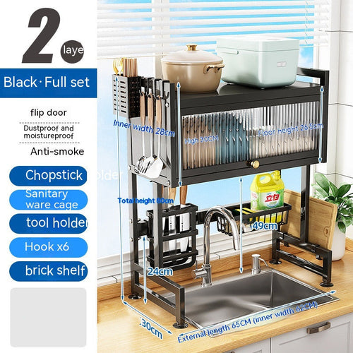 Kitchen Sink Storage Stand Surface Washed Bowl And Chopstick Rack