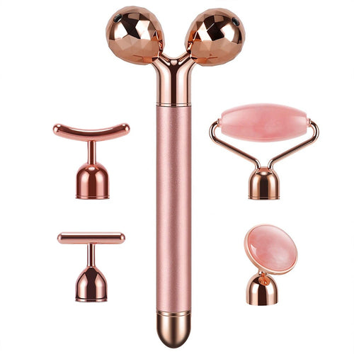 5-in-1 24K Gold Beauty Bar Face Massager Electric Vibrating Rose