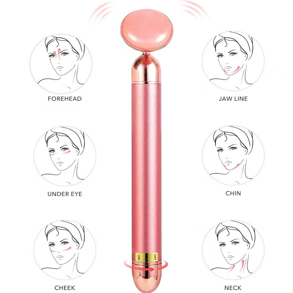 5-in-1 24K Gold Beauty Bar Face Massager Electric Vibrating Rose