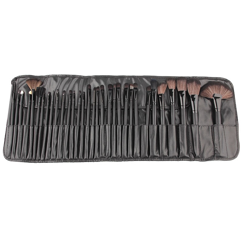 Professional 32pcs Black Makeup Brushes Set Powder Blusher Contour