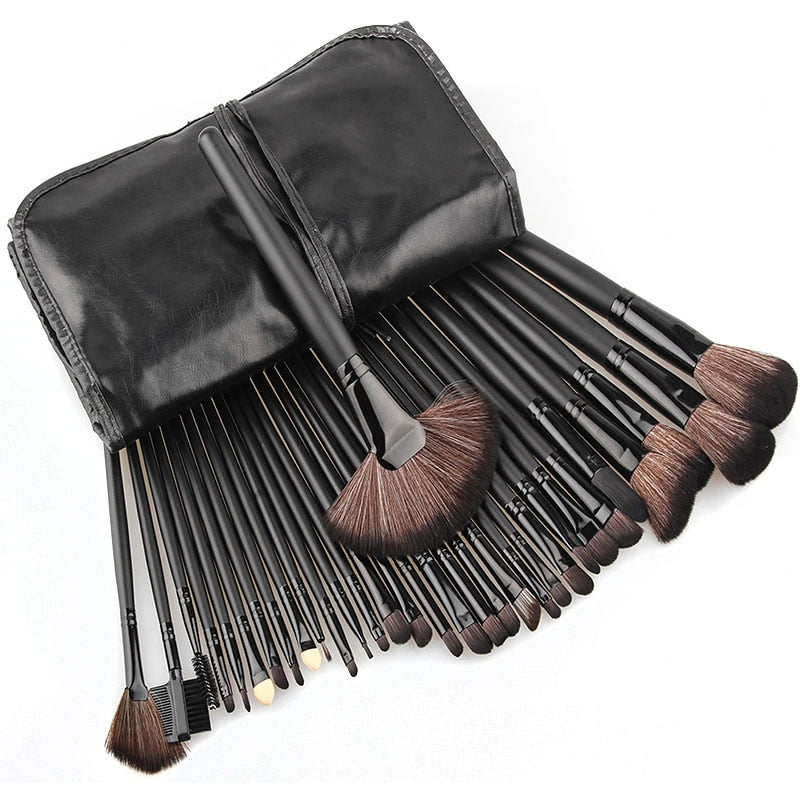 Professional 32pcs Black Makeup Brushes Set Powder Blusher Contour