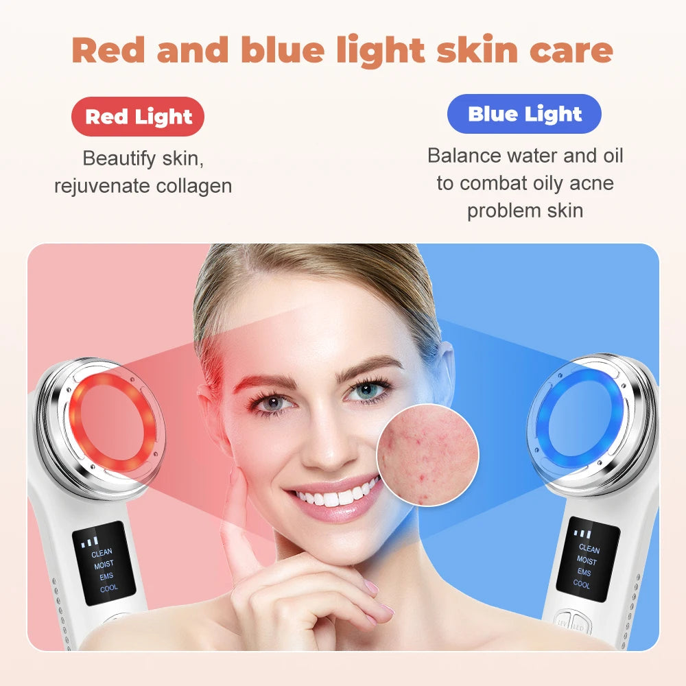 Hot Cool Compress Face Lifting Beauty Device LED Facial Firming