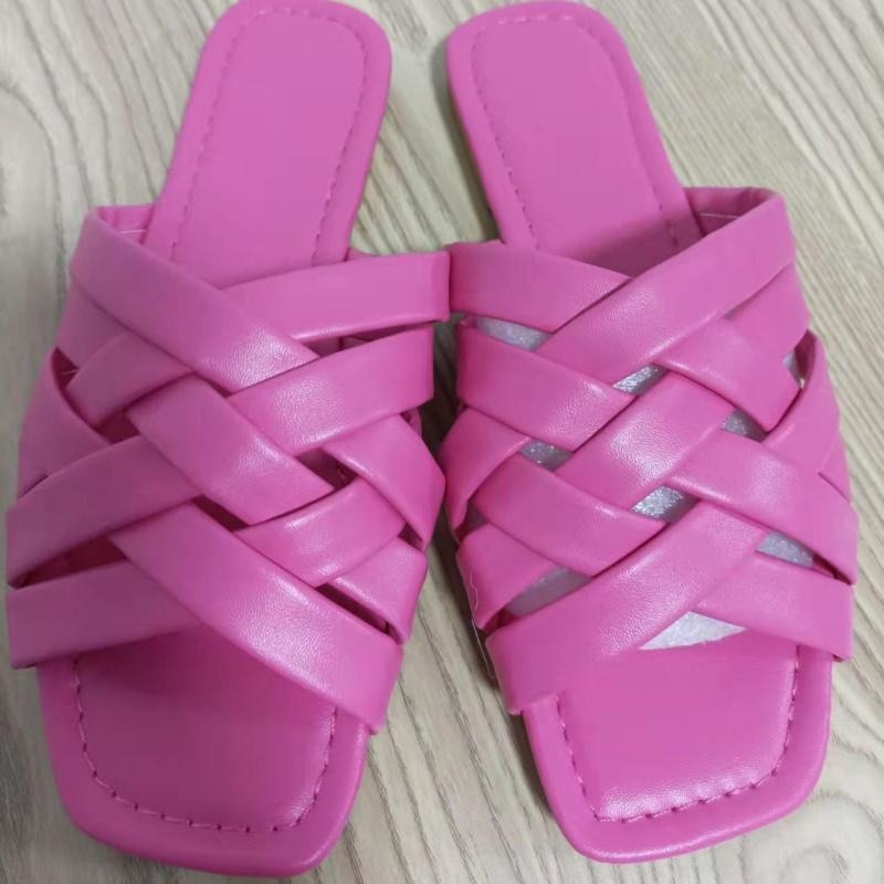 Summer Leather Flat Beach Slides Outdoor Casual  Women Slippers