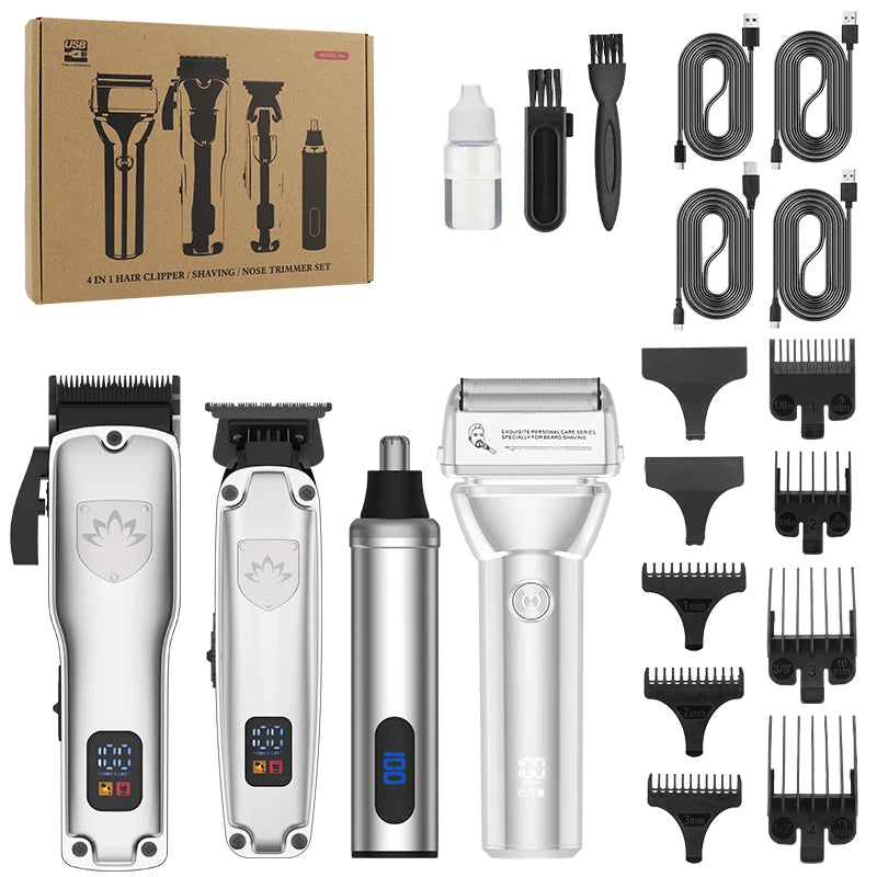 Professional Hair Clipper Set for Barber Men's Oil Head Carving